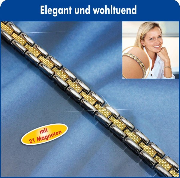 Schmuck-Armband mit 21 Magneten für Frauen Mod. Gold & Silber
