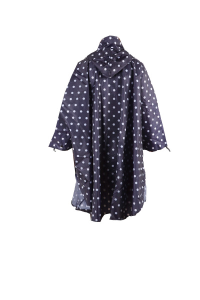 Regenponcho dunkelblau mit hellblauen Punkten