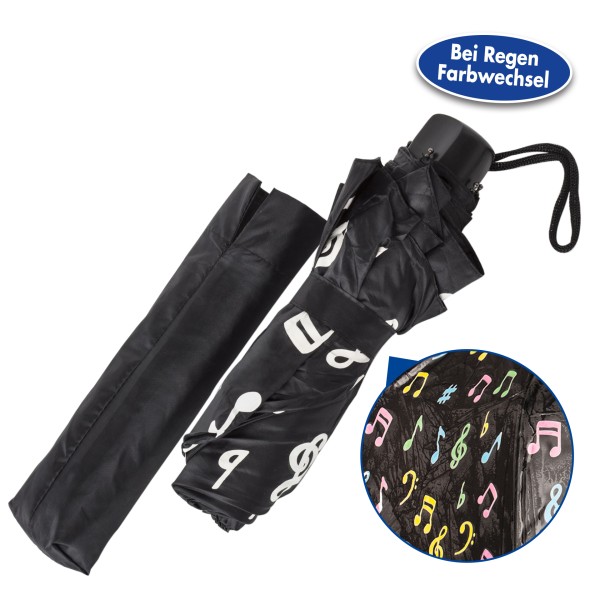 Taschen-Regenschirm mit Farbwechsel Mod. Musiknoten