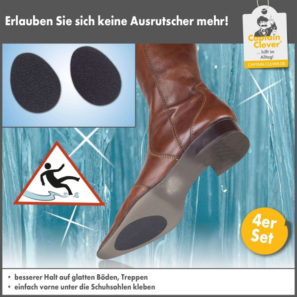 Captain Clever Anti-Rutsch Klebepads für Schuhsohlen 4er